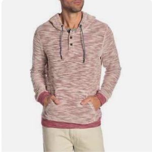 Union Textured Russet Long Sleeve Henley Hoodie Size Large